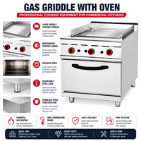 Plaque de cuisson à gaz avec four, gril plat professionnel pour restaurant, 1/3 rainuré, en acier inoxydable, équipement de cuisine pour la restauration