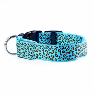 Collier LED réglable avec imprimé léopard pour chien, accessoire de nuit, ajustable, bon marché,