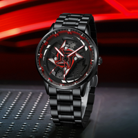 Montre à Quartz de Luxe Créative Série Voiture Shanghai, Style Sportif Rotatif, Aiguilles en Acier Inoxydable Noir, Chiffres Romains, pour le Dropshipping