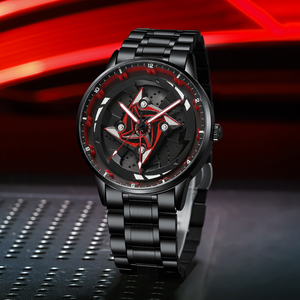 Reloj de pulsera de cuarzo giratorio creativo con diseño de coche, estilo deportivo de lujo, puntero de acero inoxidable negro, regalo para hombre y pareja, ideal para dropshipping. - Product Image 1