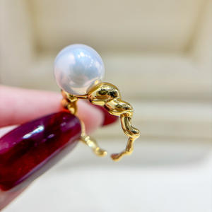 Base para Anillo de Plata S925, Accesorios para Perlas DIY, Anillo de Moda con Cuentas Redondas de 7-10 mm, Producto 10406 - Product Image 1