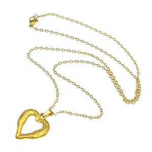 สร้อยคอจี้หัวใจสแตนเลสสีทอง ดีไซน์ฉลุลาย ของขวัญเครื่องประดับ - Product Image 1