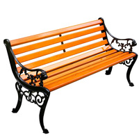Banco de Parque de Diseño Moderno en Madera Maciza y Hierro Forjado, Asiento Largo de Hierro Fundido Anticorrosión para Jardín, Patio o Terraza