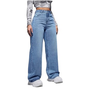 Jeans pour femmes haut de gamme taille moyenne <span class=keywords><strong>bleu</strong></span> <span class=keywords><strong>marine</strong></span> à jambes larges avec confort extensible pour les déplacements au bureau et les affaires décontractées - Product Image 3