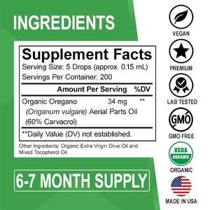 Huile d'<span class=keywords><strong>origan</strong></span> biologique en gouttes liquides <span class=keywords><strong>pour</strong></span> <span class=keywords><strong>la</strong></span> <span class=keywords><strong>santé</strong></span> digestive, antibiotique naturel, soutien immunitaire, teinture d'<span class=keywords><strong>origan</strong></span> sauvage - Product Image 3