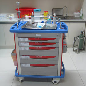 의료 응급 트롤리 병원 구급 카트 스테인리스 스틸 다중 서랍 소생 카트 - Product Image 2