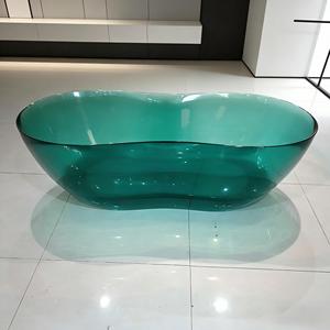 <span class=keywords><strong>Baignoire</strong></span> autoportante <span class=keywords><strong>de</strong></span> luxe en résine transparente colorée pour hôtels et villas avec drain - Product Image 1