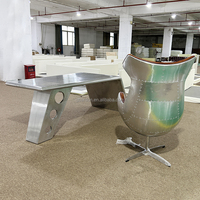 Luxe pour ensemble de bureau aile d'aviateur Mobilier de bureau au design unique pour la maison Hôtel et bureau Table d'ordinateur en aluminium