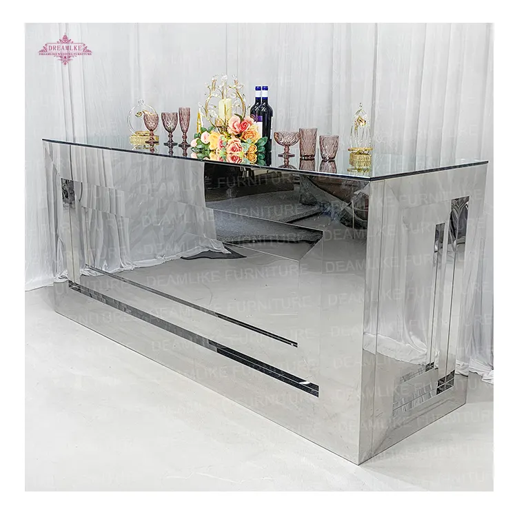 Sgabello da Bar moderno di nuovo Design tavolo da Bar commerciale all'aperto Set tavolo da Bar rettangolare a specchio
