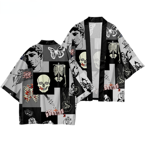 Streetwear Hommes Femmes Cardigan Cosplay Haori Yukata Harajuku Tops Robe Grande Taille 5XL 6XL Imprimé Crâne Plage Style <span class=keywords><strong>Japonais</strong></span> <span class=keywords><strong>Kimono</strong></span> - Product Image 3