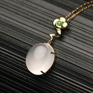 Collar Qingyabailu Feicui con Colgante de Jade Tipo Hielo Delicado, Clásico de Aniversario, Cristal Natural, Certificado en Oro K - Product Image 3