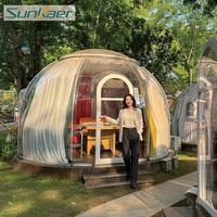 Tenda Kubah Polikarbonat Hotel Eropa Modern Desain Baru Terlaris, Rumah Kubah Kristal PC Modular Prefab untuk Luar Ruangan