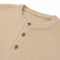 Pull Henley en laine et nylon pour homme, à manches longues, tricot côtelé, uni, respirant, anti-boulochage, vêtements d'hiver