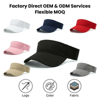 Visera Personalizada con Logotipo Bordado en 3D, Color Personalizado, Unisex, Visera de Playa Deportiva para Exteriores, Ajustable, de Algodón, al por Mayor, OEM