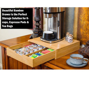 Bamboo <b>Coffee</b> <b>Pod</b> Storage <b>Drawer</b> With Sliding Compartment For <b>Coffee</b> Machine And Kitchen Countertop Organization - Product Image 3