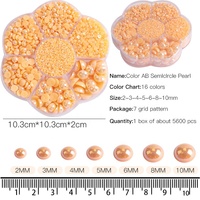 Accessoires de nail art les plus vendus : Perles demi-rondes irisées à fond plat, tailles assorties, emballage tendance à six compartiments