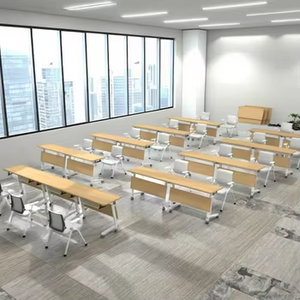 Prix usine direct personnalisable bureaux de haute qualité Table de formation pliante en bois cadre en acier pieds de meubles pour l'exportation - Product Image 5