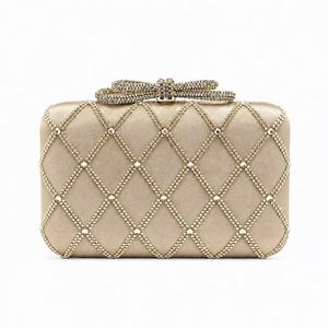 Chic Shell Diamond Lattice Satin Evening Clutch Purse for Women with Shinny Rhinestones - Product Image 2