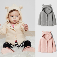 Cardigan en tricot pour bébé, mignon avec oreilles d'ours, boutonné, à capuche, pull en coton pour tout-petits 0-24 mois, veste, manteau, vente en gros