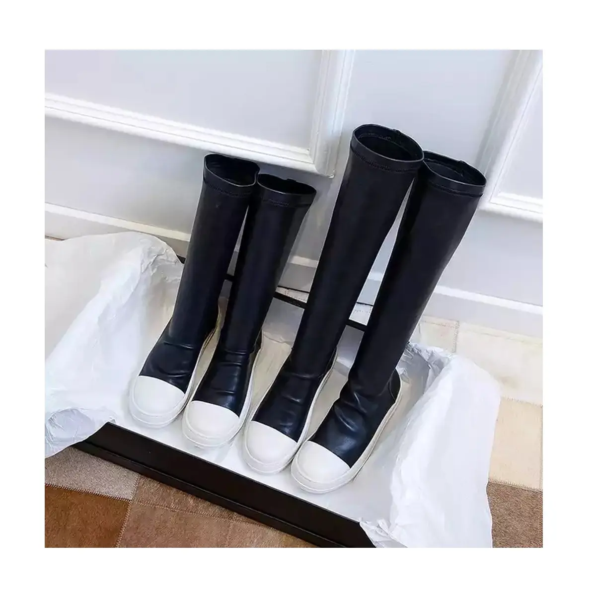 Size 35-44 Best Selling Fall Winter New Fashion Soft Material Sock Fashion Knee High Leather Boots For Ladies