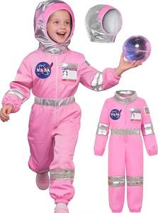 Costume d'astronaute rose pour filles et enfants avec casque et gants, inspiré de la NASA, combinaison spatiale en polyester pour Halloween - Product Image 5