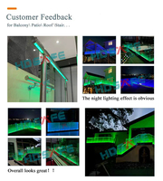 HDSAFE Rampe d'escalier à LED Rampe de balustrade en acier inoxydable Rampe de balcon Murale latérale Villa Rampe en verre Rampe à LED