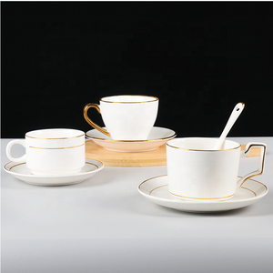 Ensemble tasse et soucoupe à café en <span class=keywords><strong>porcelaine</strong></span> blanche pour hôtel, restaurant, vente en gros, tasses à café en céramique - Product Image 2