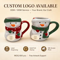 Ensemble de tasses à café en céramique pour cadeau de Noël, tasses bonhomme de neige avec écharpe pour café, thé, chocolat chaud, paire pour couple, saison des fêtes, table