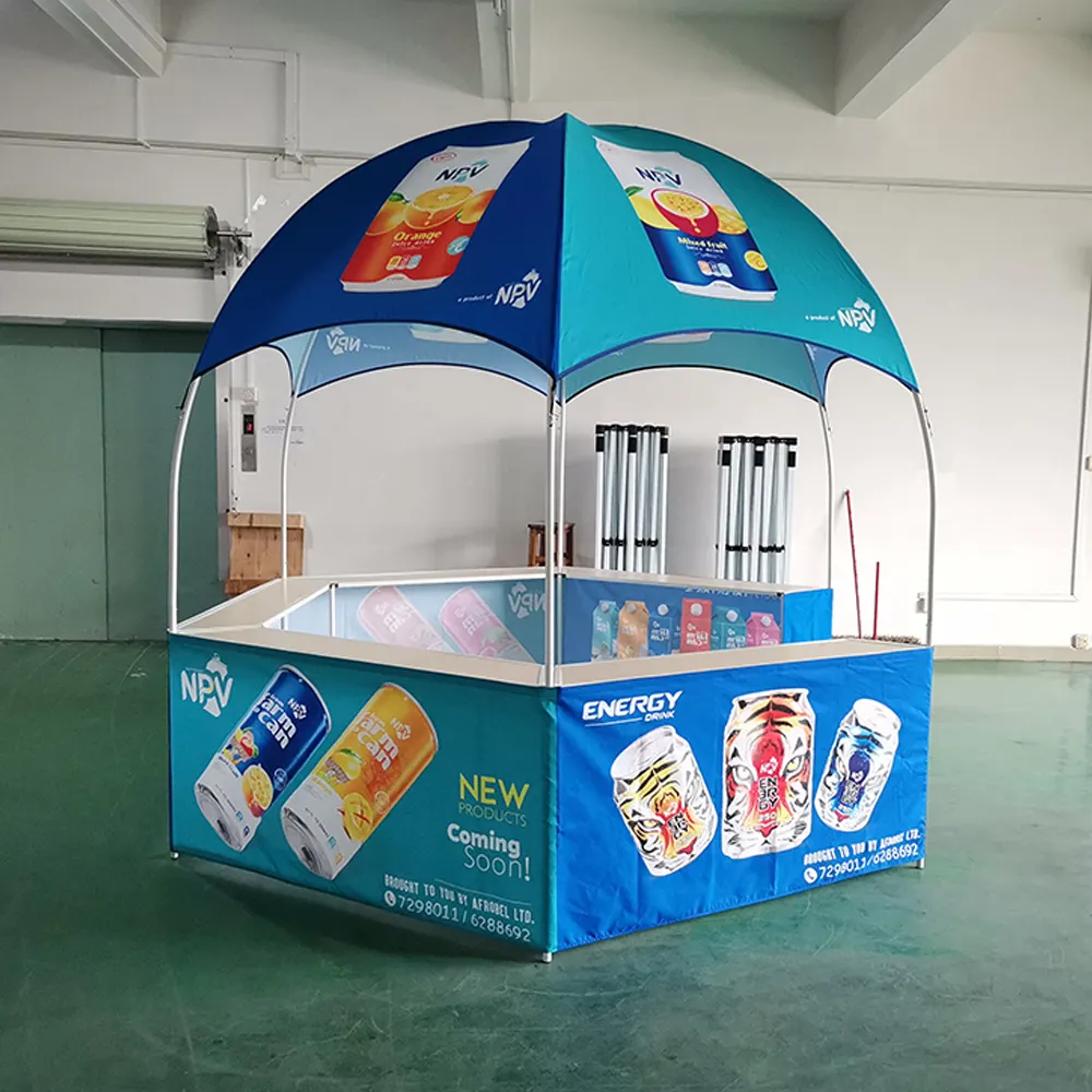 FEAMONT Portable 3X3m kiosque de comptoir de tente à dôme hexagonal pour la promotion extérieure et les événements publicitaires