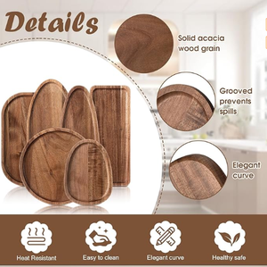 Plateau ovale en bois d'acacia élégant pour banquet de mariage et décoration intérieure - Product Image 6