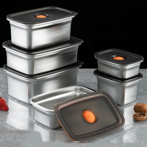 304 Stainless Steel Food Storage sealed <strong>Box</strong> Refrigerator <strong>Freezer</strong> <strong>Box</strong> Fresh-keeping Press and Exhaust sealed Lunch <strong>Box</strong> - Product Image 1