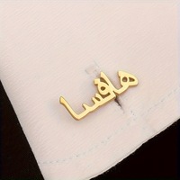 Boutons de manchette personnalisables en acier inoxydable avec logo de marque arabe pour costumes pour hommes chemises françaises lettres en métal boutons de manchette 2D/3D pinces à cravate