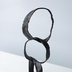 Modern Abstract Electroplated Metal Cast Iron Geometric <strong>Circle</strong> Ornament Black Tabletop Living Room TV <strong>Cabinet</strong> - Product Image 4