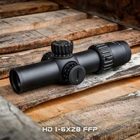 Lunette de visée T-Eagle HD1-6X28 FFP la plus compacte avec tube de 34 mm, verrouillage de tourelle, réticule éclairé, résistante aux chocs et étanche pour une utilisation tactique