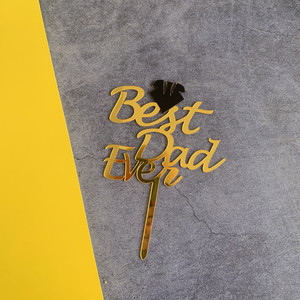 ที่เสียบเค้กอะคริลิค รูปน้ำผึ้งและน้ำหวาน สำหรับตกแต่งงานวันพ่อ งานวันเกิด ธีมหนวดดำทองคำ สำหรับคุณพ่อ - Product Image 5