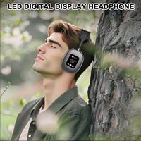 Headset Nirkabel Over-Ear Akz Max600 JL dengan Layar Digital RGB, Pembaca Kartu, Earphone Dinamis ANC LED, Tahan Air IPX-5