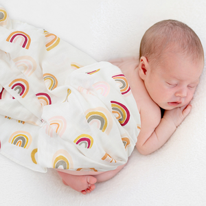 Arco Iris nuevo diseños personalizados al por mayor tela de la <span class=keywords><strong>muselina</strong></span> orgánica de algodón de bambú Swaddle Wrap bebé Manta - Product Image 2