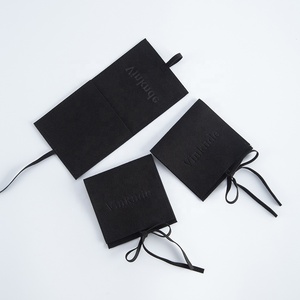 8*6cm Black Luxury Microfiber Jewelry Pouch Durable <b>Gift</b> <b>Envelope</b> Style Strings Wedding <b>Gift</b> Bag Customizable Size Logo Printing - Product Image 3
