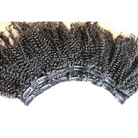Extensions de cheveux à clips Afro Kinky Curly, prix d'usine en gros, extensions de cheveux vierges brésiliennes à clips