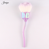 Sikat Pembersih Kuku Rambut Nylon Desain Bunga Mawar Gagang Plastik Pink Mewah Populer untuk Menghilangkan Debu Manikur