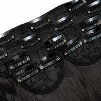 Extensions de cheveux Remy européens à clips, 5 pièces, super double drawn, lisses, brun doux