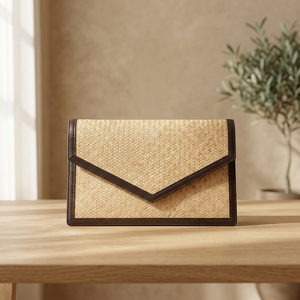 Sac à bandoulière en rotin et cuir fait à la main Vintage petit sac de travail de plage d'été avec fermeture à glissière cadeau d'anniversaire pour elle - Product Image 3
