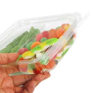 Caja de Plástico Transparente Desechable de 2 Compartimentos Sellada para Frutos Secos, Aperitivos y Frutas Deshidratadas - Product Image 4