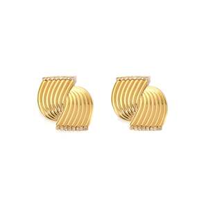 Fashion <b>Stud</b> <b>Earrings</b> 316L Stainless Steel PVD Gold Plating Sustainable Resistant - Product Image 1