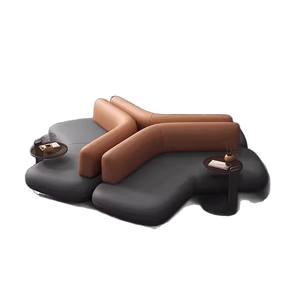 أريكة مكتبية عالية الجودة بنية اللون، أريكة جلدية معيارية مريحة، أريكة معيارية قابلة للإمالة كهربائياً - Product Image 5