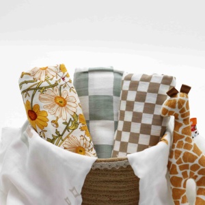 Coperta in mussola con stampa personalizzata in 30% di bambù 70% avvolgente in garza di sicurezza avvolgente per neonati coperta di mussola traspirante - Product Image 2