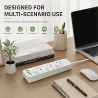 Stop Kontak Universal Tiga Lubang dengan 3 USB PD, Saklar Individual, Anti Beban Berlebih, dan Grounding
