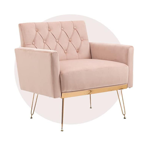 เก้าอี้เลานจ์สไตล์ผู้หญิงผ้ากำมะหยี่สีชมพูพร้อมขาโลหะสีทองทนทานหุ้มเฟอร์นิเจอร์ห้องนั่งเล่นโดย tosee - Product Image 6