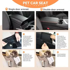Dog Car Seat Center Console Seat Pet Booster Car Seat For Small Dogs Champagne+Khaki