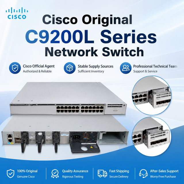 Cisco Enterprise Class C9200 Series 24-Port Full PoE 4x 1G Fixed Uplinks Network Advantage Switch C9200L-24P-4G-A